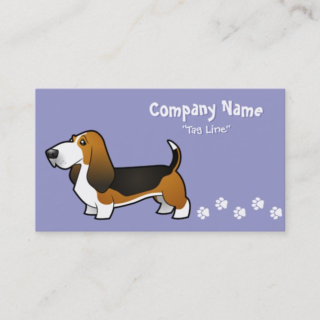 Cartoon Basset Hound Business Card (Front)