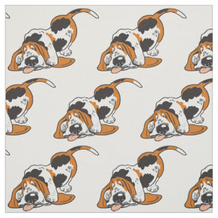 cartoon Basset Hound Fabric