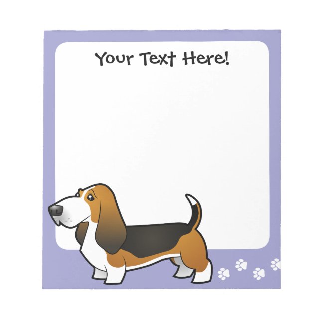 Cartoon Basset Hound Notepad (Front)