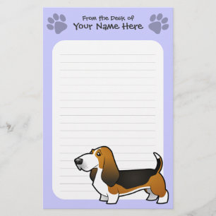 Cartoon Basset Hound Stationery