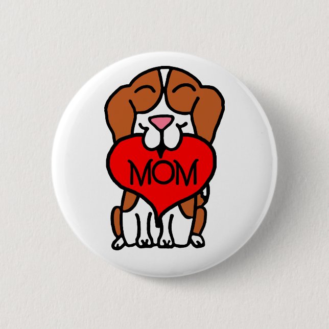 Cartoon Beagle Mum 6 Cm Round Badge (Front)