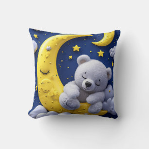 Cartoon bear and moon cushion