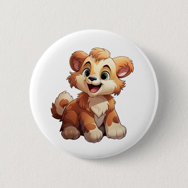 Cartoon bear illustration 6 cm round badge (Front)