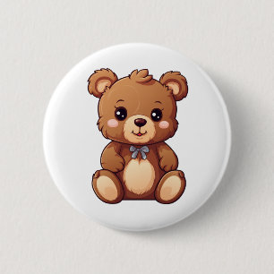 Cartoon bear illustration 6 cm round badge