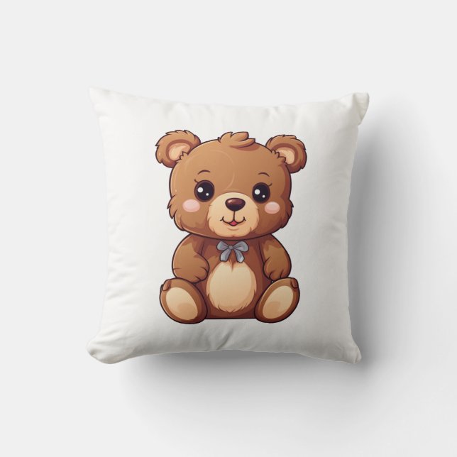 Cartoon bear illustration cushion (Front)