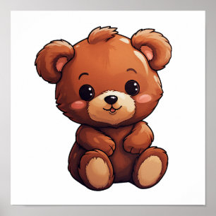 Cartoon bear illustration poster