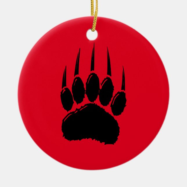Cartoon Bear Paw Prints Ceramic Tree Decoration (Front)