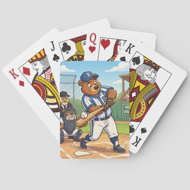Cartoon Bear Playing Baseball Cards (Back)
