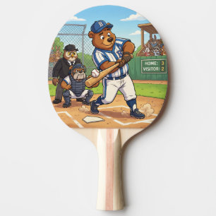 Cartoon Bear Playing Baseball Ping Pong Paddle
