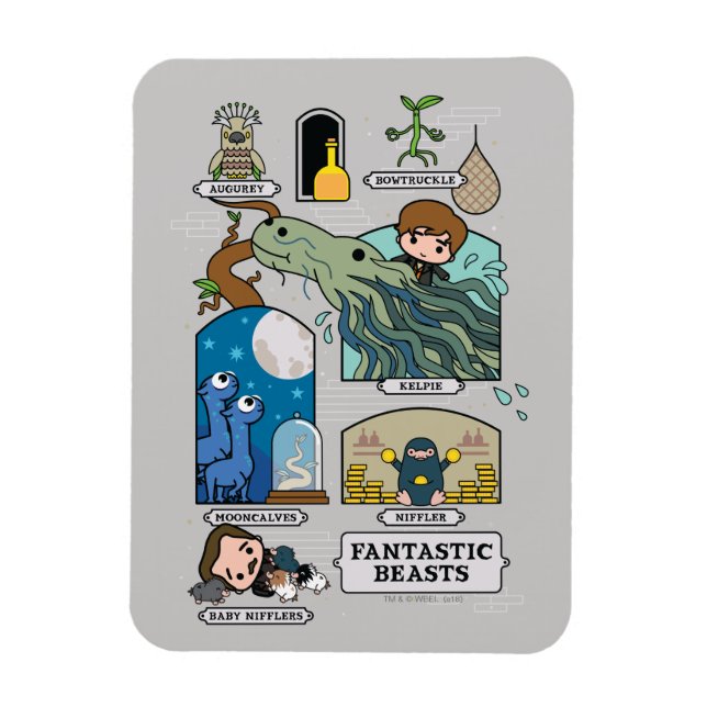 Cartoon Beasts In Habitats Magnet (Vertical)