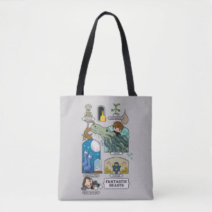 Cartoon Beasts In Habitats Tote Bag