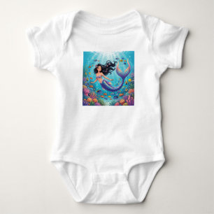 Cartoon Beautiful Mermaid under the Sea Baby Bodysuit