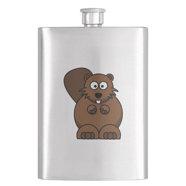 Cartoon Beaver Hip Flask (Front)