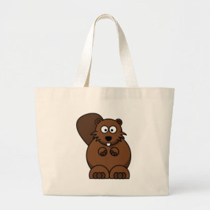 Cartoon Beaver Large Tote Bag
