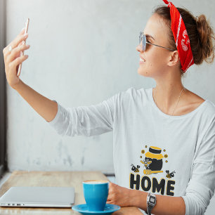 Cartoon Bee and Honey Jar "HOME" T-Shirt