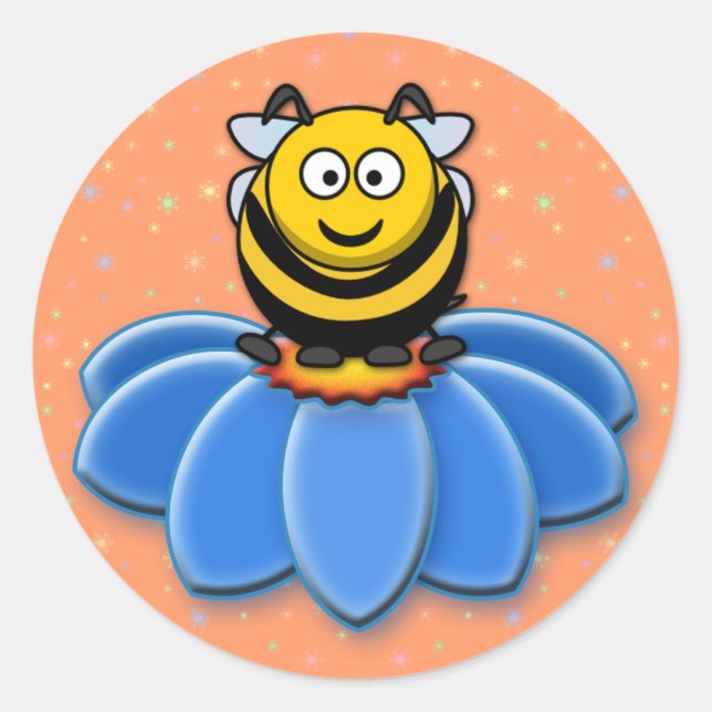 cartoon bee classic round sticker (Front)