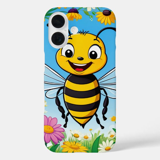 Cartoon Bee Colourful Flowers  Case-Mate iPhone Case (Back)