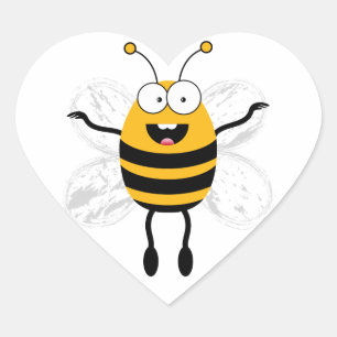 Cartoon Bee Heart Sticker