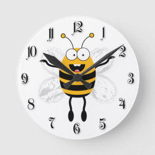 Cartoon Bee Round Clock