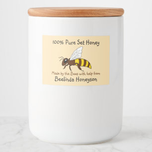 Cartoon Bee Set Honey Jar Labels