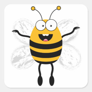 Cartoon Bee Square Sticker