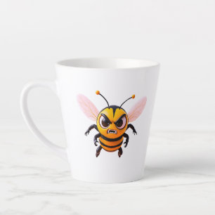 Cartoon Bee With Scowl Latte Mug
