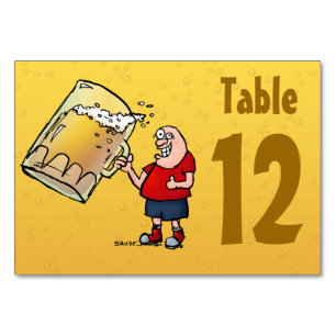 Cartoon Beer Table Number Cards