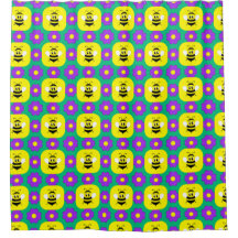 Cartoon Bees and Flowers
