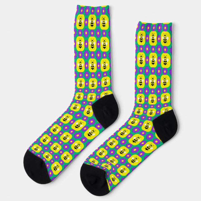 Cartoon Bees and Flowers Socks (Left)