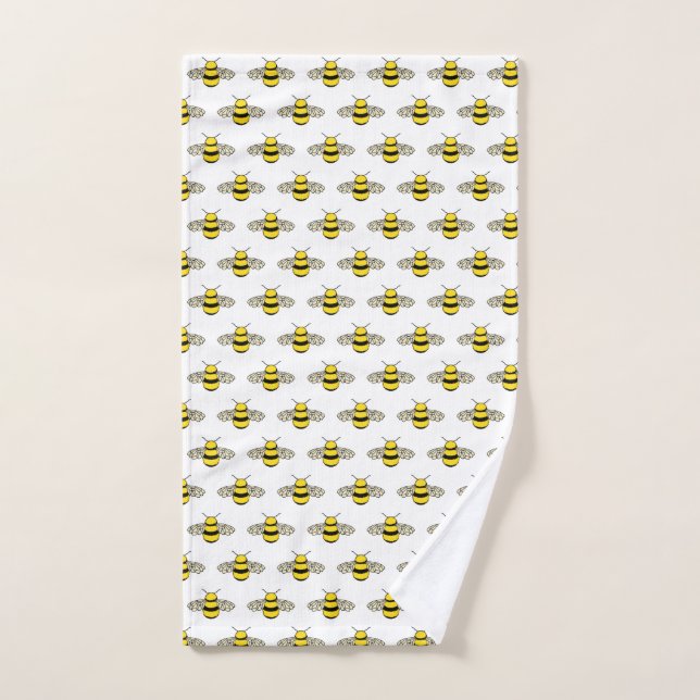 Cartoon Bees | Swarm of Bumblebees Pattern Hand Towel (Hand Towel)