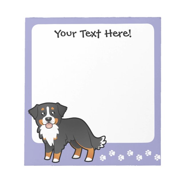 Cartoon Bernese Mountain Dog Notepad (Front)