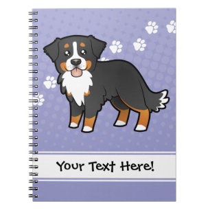Cartoon Bernese Mountain Dog Spiral Notebook