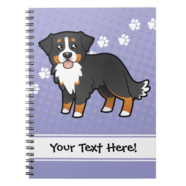 Cartoon Bernese Mountain Dog Spiral Notebook (Front)