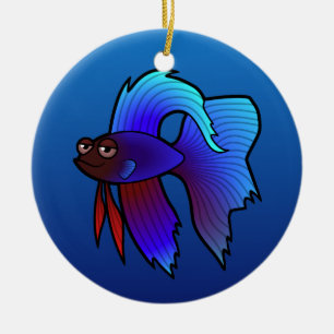Cartoon Betta Fish / Siamese Fighting Fish Ceramic Tree Decoration