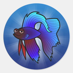 Cartoon Betta Fish / Siamese Fighting Fish Classic Round Sticker