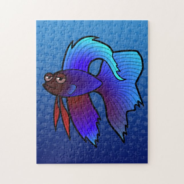 Cartoon Betta Fish / Siamese Fighting Fish Jigsaw Puzzle (Vertical)