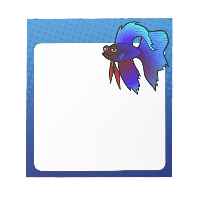 Cartoon Betta Fish / Siamese Fighting Fish Notepad (Front)