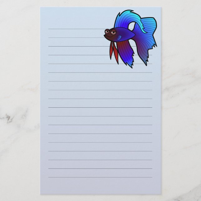 Cartoon Betta Fish / Siamese Fighting Fish Stationery (Front)