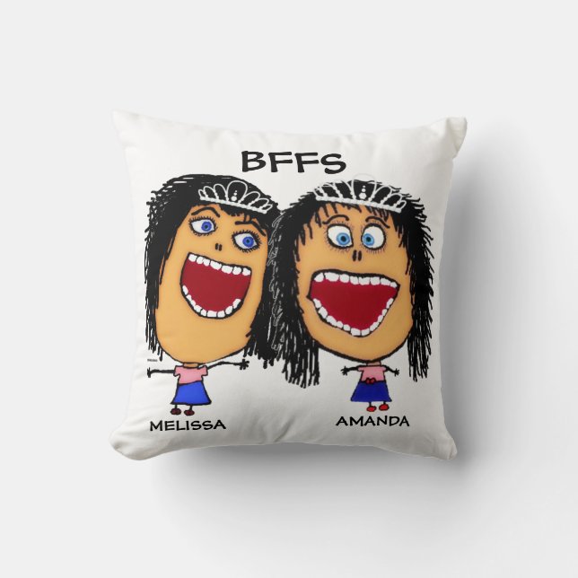 Cartoon BFFS Custom Sisters Friends Cushion (Front)