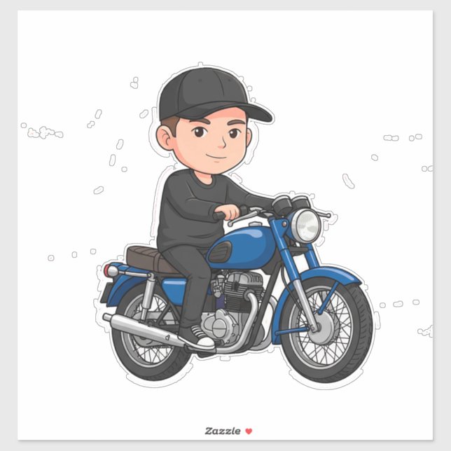 🎁 Cartoon Biker Motorcycle Ride Fun Gift Design (Sheet)