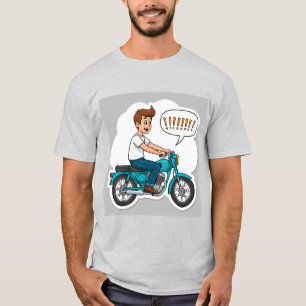 Cartoon Biker Riding a Motorcycle T-Shirt