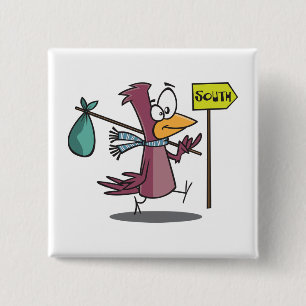Cartoon Bird Migrating South Travelling 15 Cm Square Badge