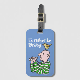Cartoon Bird Watcher & Bird Luggage Tag