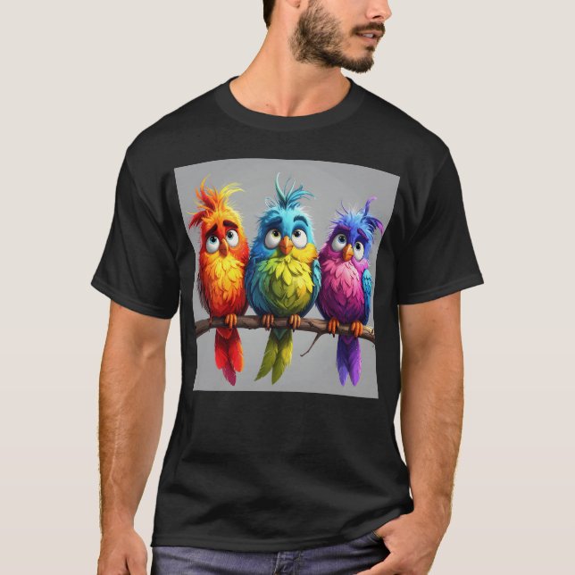 Cartoon Birds 1 funny T-Shirt (Front)