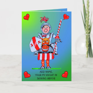 Cartoon birthday card knight inb shining armor