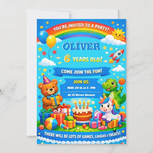 Cartoon Birthday Invitation for kids (Front)