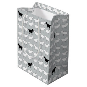 Cartoon black and white sheep mono gift bag