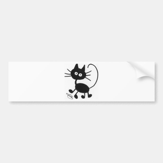 Cartoon Black Cat Bumper Sticker (Front)