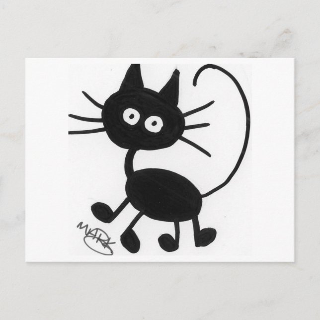 Cartoon Black Cat Postcard (Front)