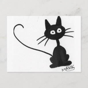 Cartoon Black Cat Postcard
